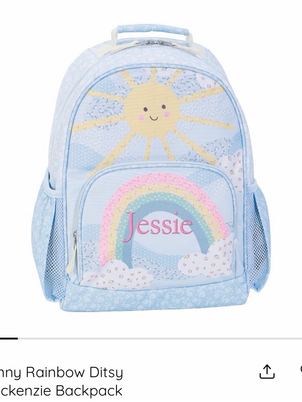 Pottery Barn Kids Light Blue Sunny Rainbow Backpack